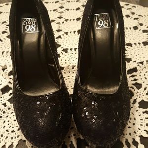 Black sequined heels